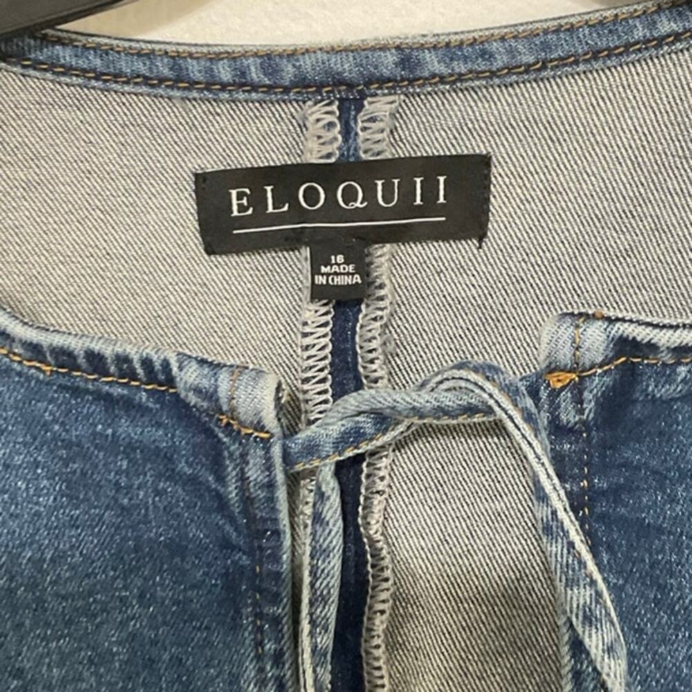 NWT Eloquii Tie Front Denim Vest Top Size 16 X-Large Plus Sleeveless Stretch - Picture 4 of 6